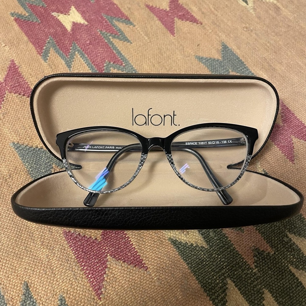 Lafont Harriet Eyeglass Frames Women Black Cat Eye 53-18-138 ESPACE 1051T France